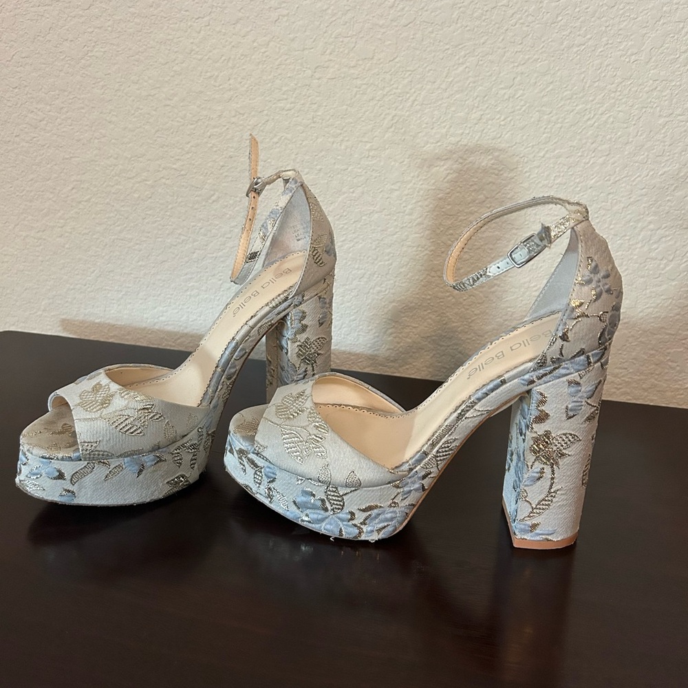 Bella Belle Catarina Platform Heels in Blue Motif